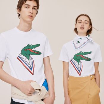 Lacoste Lacoste x Jean-Michel Tixier Graphic T-shirt - Tričko Dámské Bílé / Červené | CZ-JBmync